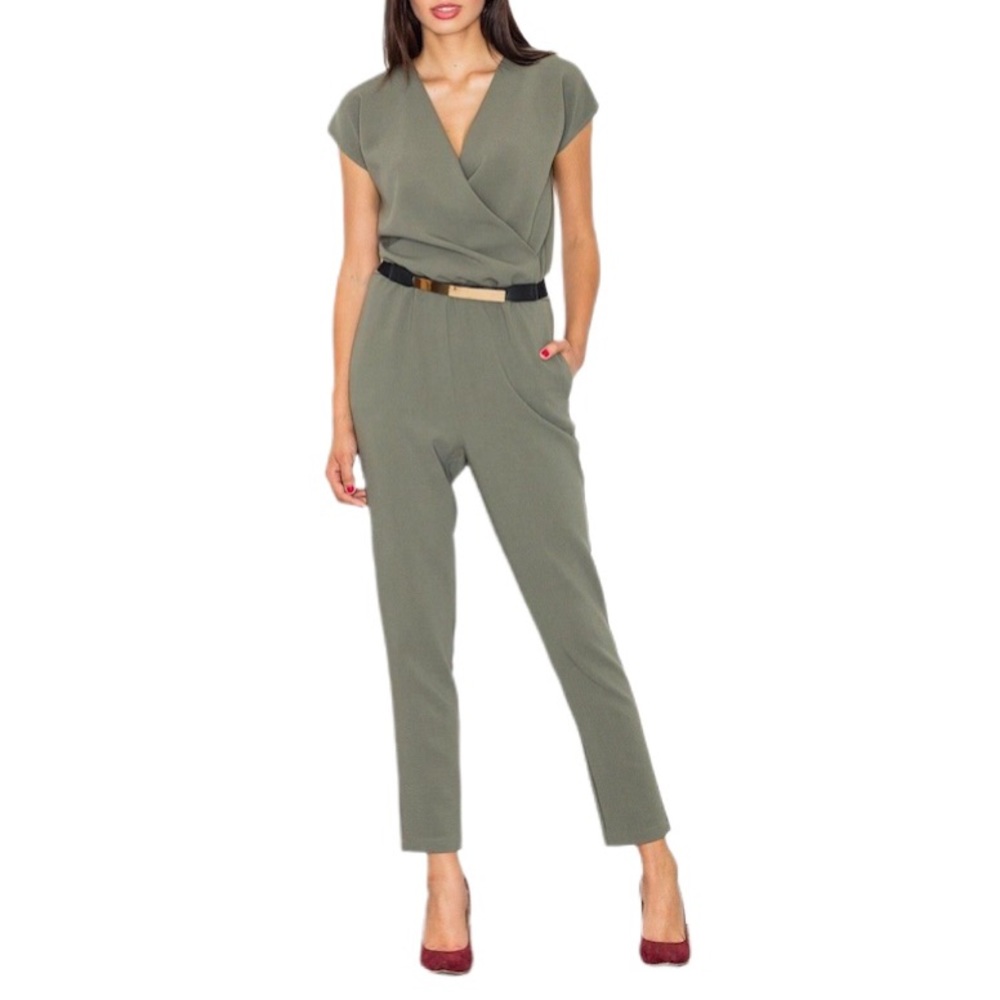 FIGL Jumpsuit Elegant Design Dark Green Sze M